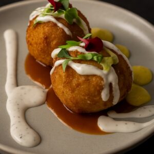 esfera rellena de ciervo y setas